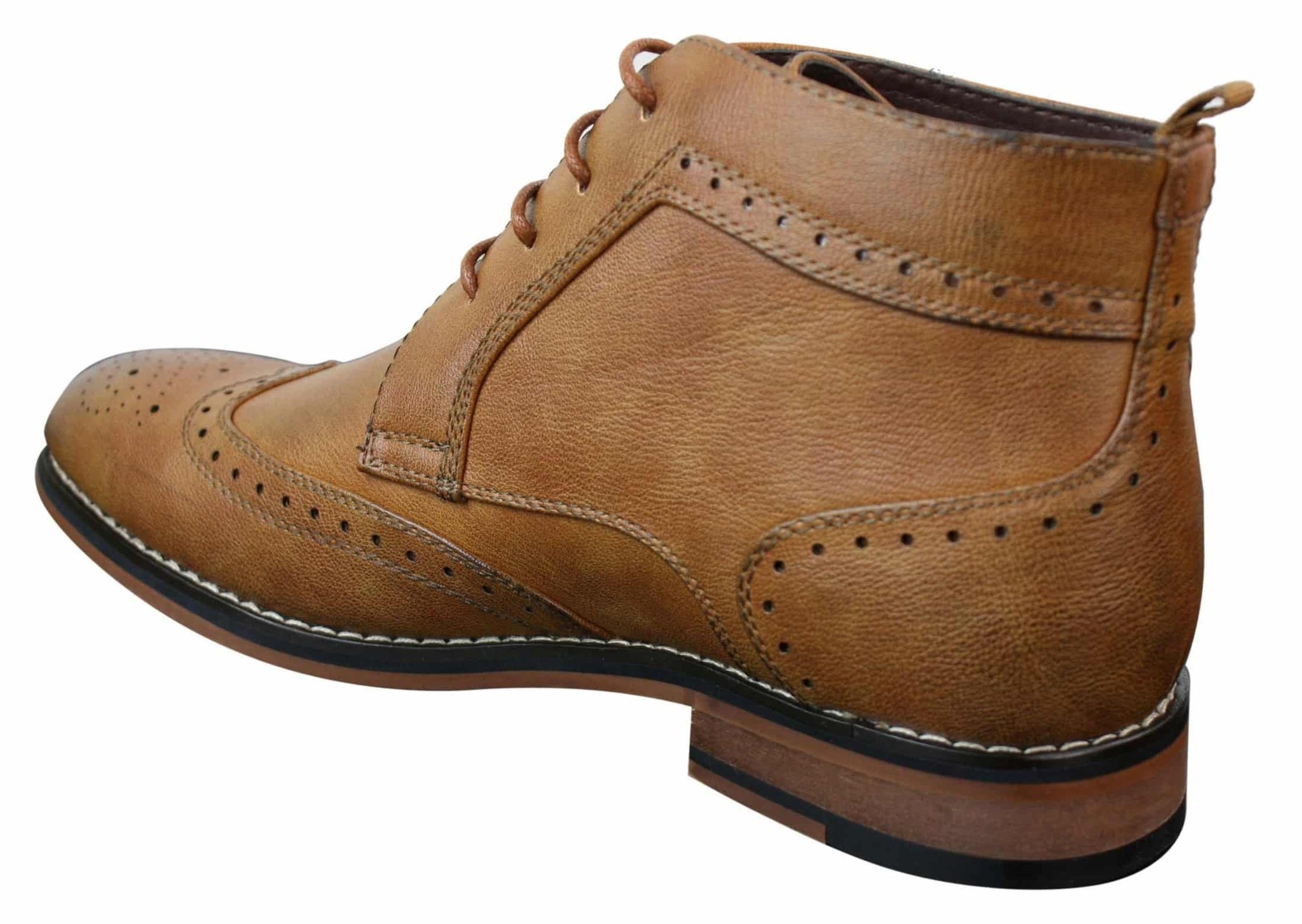 Herr Slip On & Snörning Bruna Militär Brouge Stövlar Smart Casual Läderfodrade