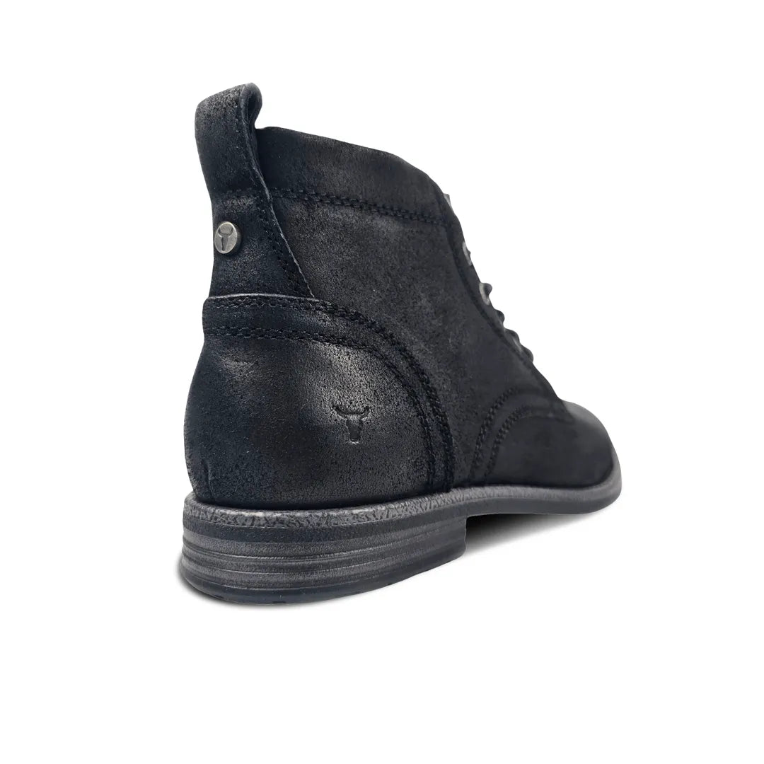 Sebastian - Svarta ökenstövlar i läder med snörning för män