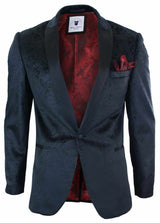 Marc Darcy Simon Herr Sammet Paisley Svart Kavaj Smoking Smokingkavaj Smart Casual