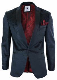 Marc Darcy Simon Herr Sammet Paisley Svart Kavaj Smoking Smokingkavaj Smart Casual