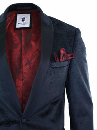 Marc Darcy Simon Herr Sammet Paisley Svart Kavaj Smoking Smokingkavaj Smart Casual