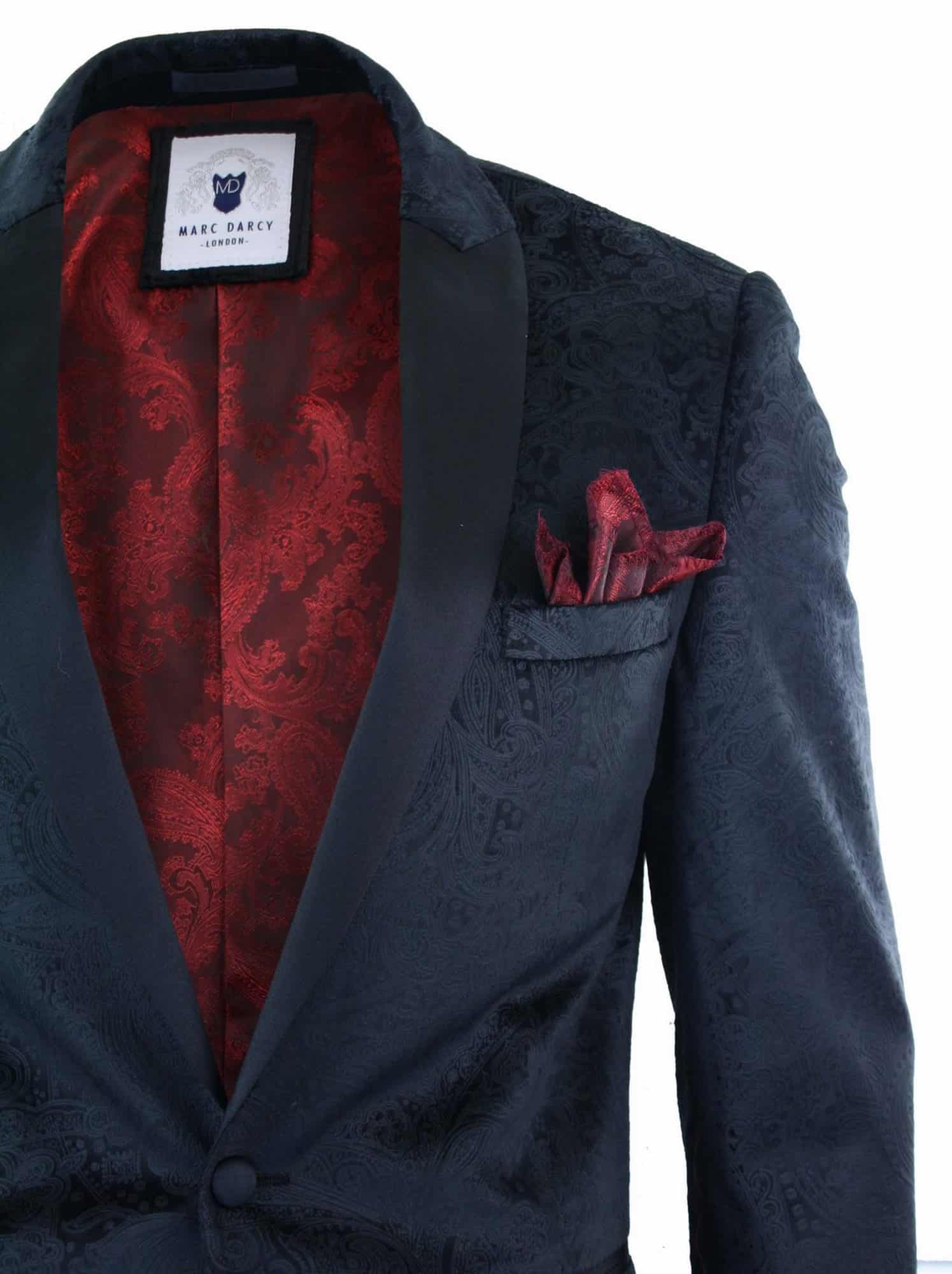 Marc Darcy Simon Herr Sammet Paisley Svart Kavaj Smoking Smokingkavaj Smart Casual