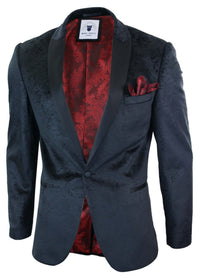 Marc Darcy Simon Herr Sammet Paisley Svart Kavaj Smoking Smokingkavaj Smart Casual