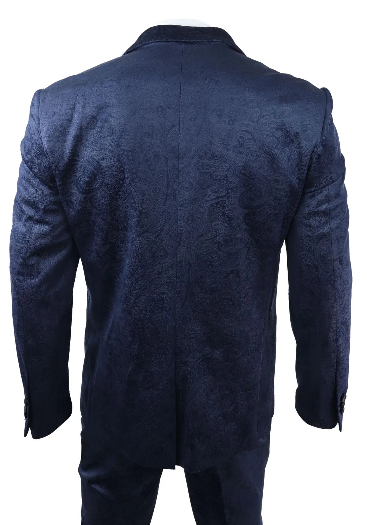 Herr Marc Darcy Sammet Paisley Blå Passform 3-delad Kostym Smoking Kavaj Bröllop