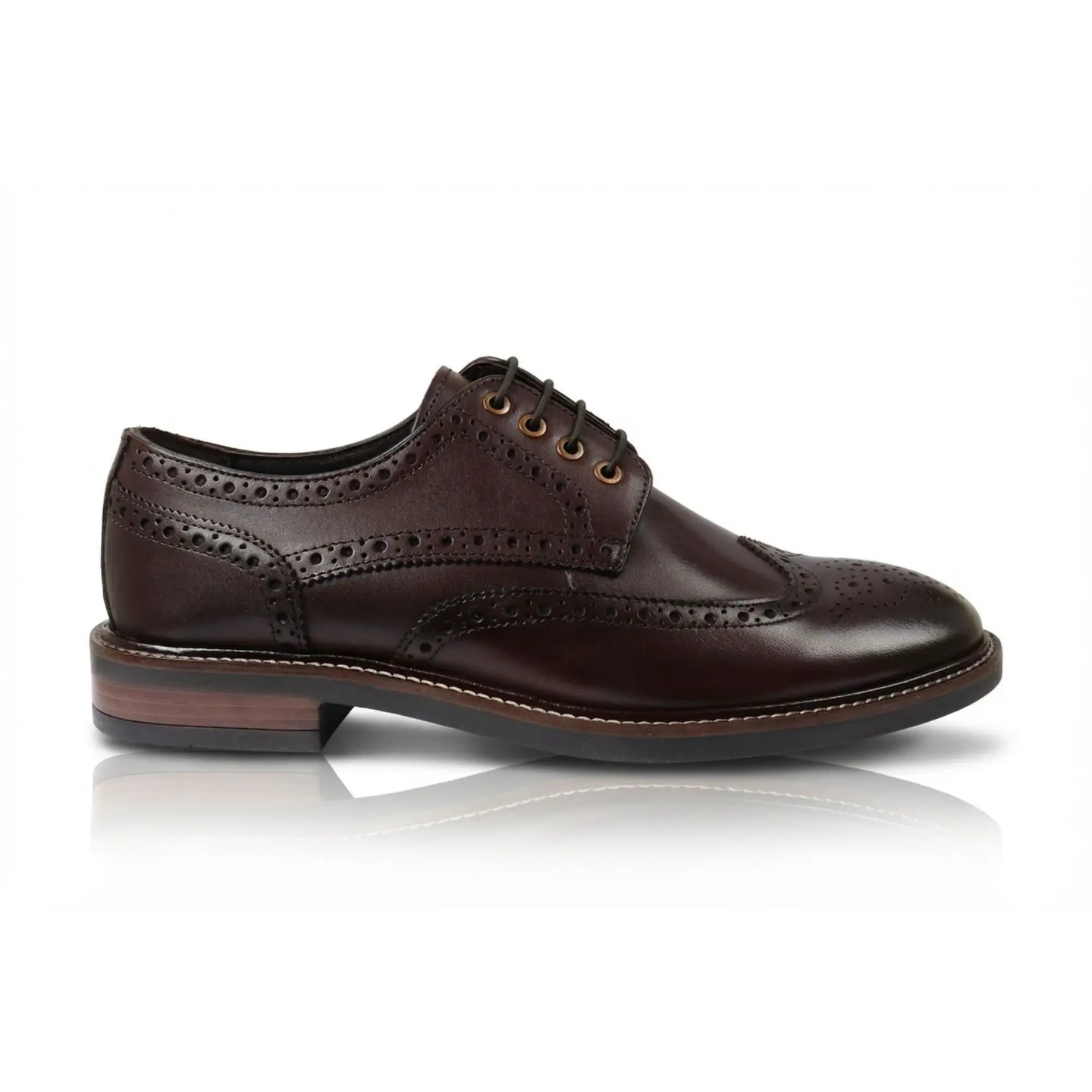 Stokes - Herr Bruna Läder Wingtip Brogue Snörskor