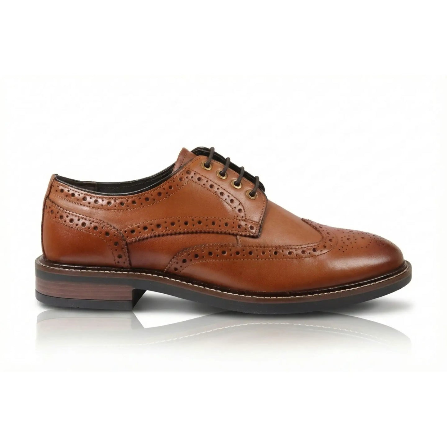 Stokes - Herr Bruna Läder Wingtip Brogue Snörskor