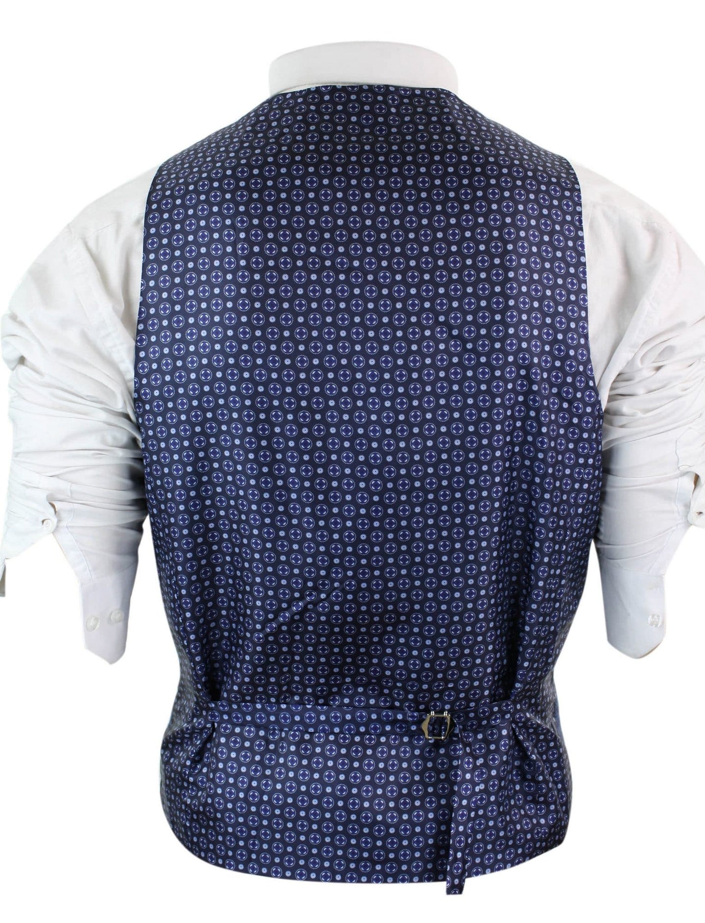 Herr Blå Väst i Tweed, Fiskbensmönstrad Ull, Peaky Blinders Vintage Retro