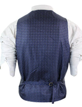 Herr Blå Väst i Tweed, Fiskbensmönstrad Ull, Peaky Blinders Vintage Retro