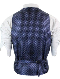 Herr Blå Väst i Tweed, Fiskbensmönstrad Ull, Peaky Blinders Vintage Retro