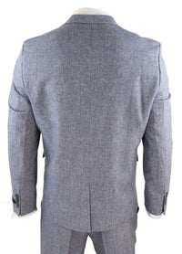 Ljusblå herrkostym i vintage-tweed, tre delar - STZ13