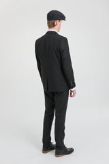 Svart herrkostym med 3 delar, kritstrecksrandig