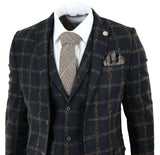 Herr Svart - Brunrutig Tweed 3-delad kostym