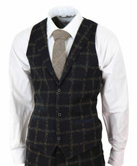 Herr Svart - Brunrutig Tweed 3-delad kostym