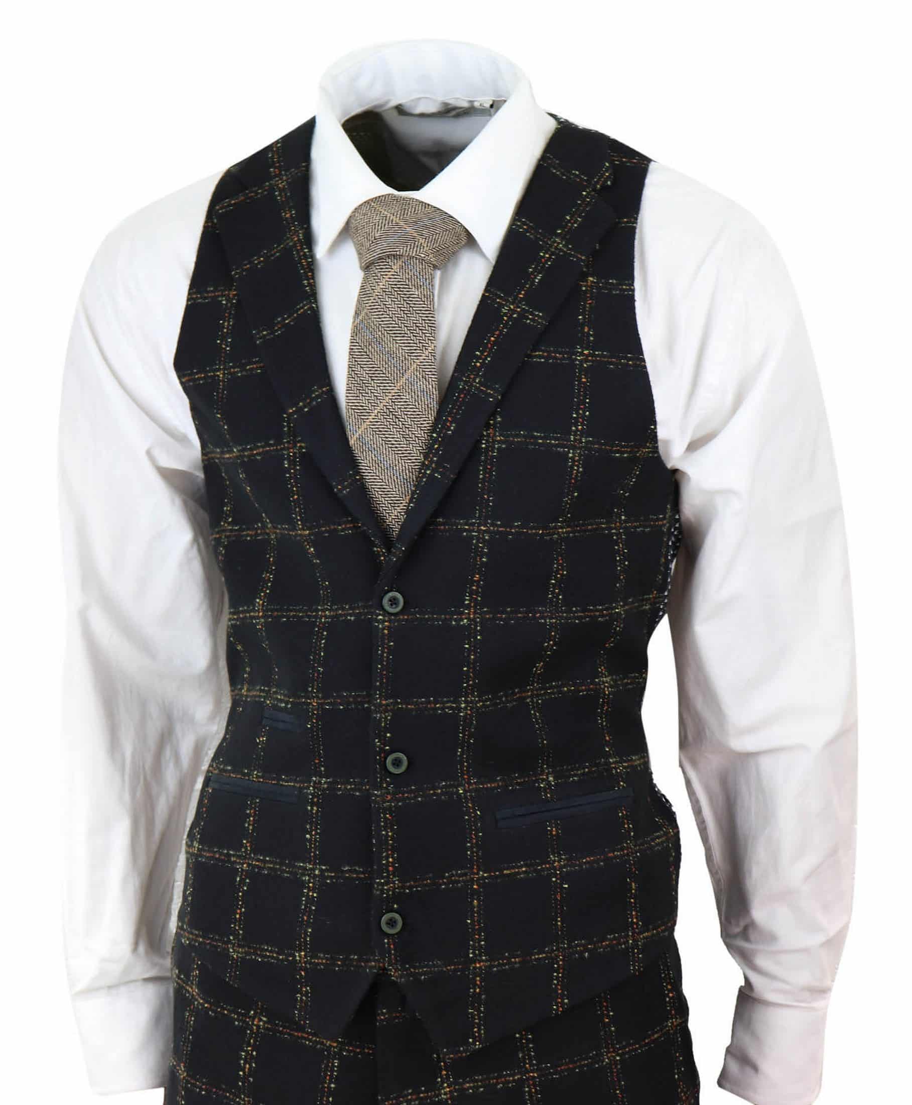 Herr Svart - Brunrutig Tweed 3-delad kostym