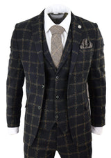 Herr Svart - Brunrutig Tweed 3-delad kostym