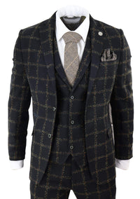 Herr Svart - Brunrutig Tweed 3-delad kostym