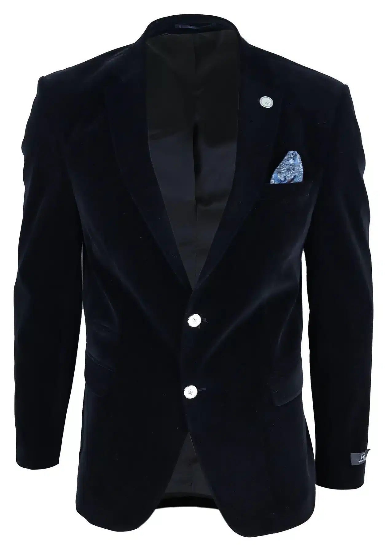 Herr sammetsblazer kostymkavaj med 2 knappar, smart casual, formell, skräddarsydd passform - svart