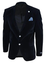 Herr sammetsblazer kostymkavaj med 2 knappar, smart casual, formell, skräddarsydd passform - svart