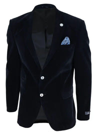 Herr sammetsblazer kostymkavaj med 2 knappar, smart casual, formell, skräddarsydd passform - svart