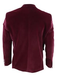 Herr Sammetskavaj Kavaj 2 Knappar Middag Smart Casual Formell Skräddarsydd Passform - Vinröd