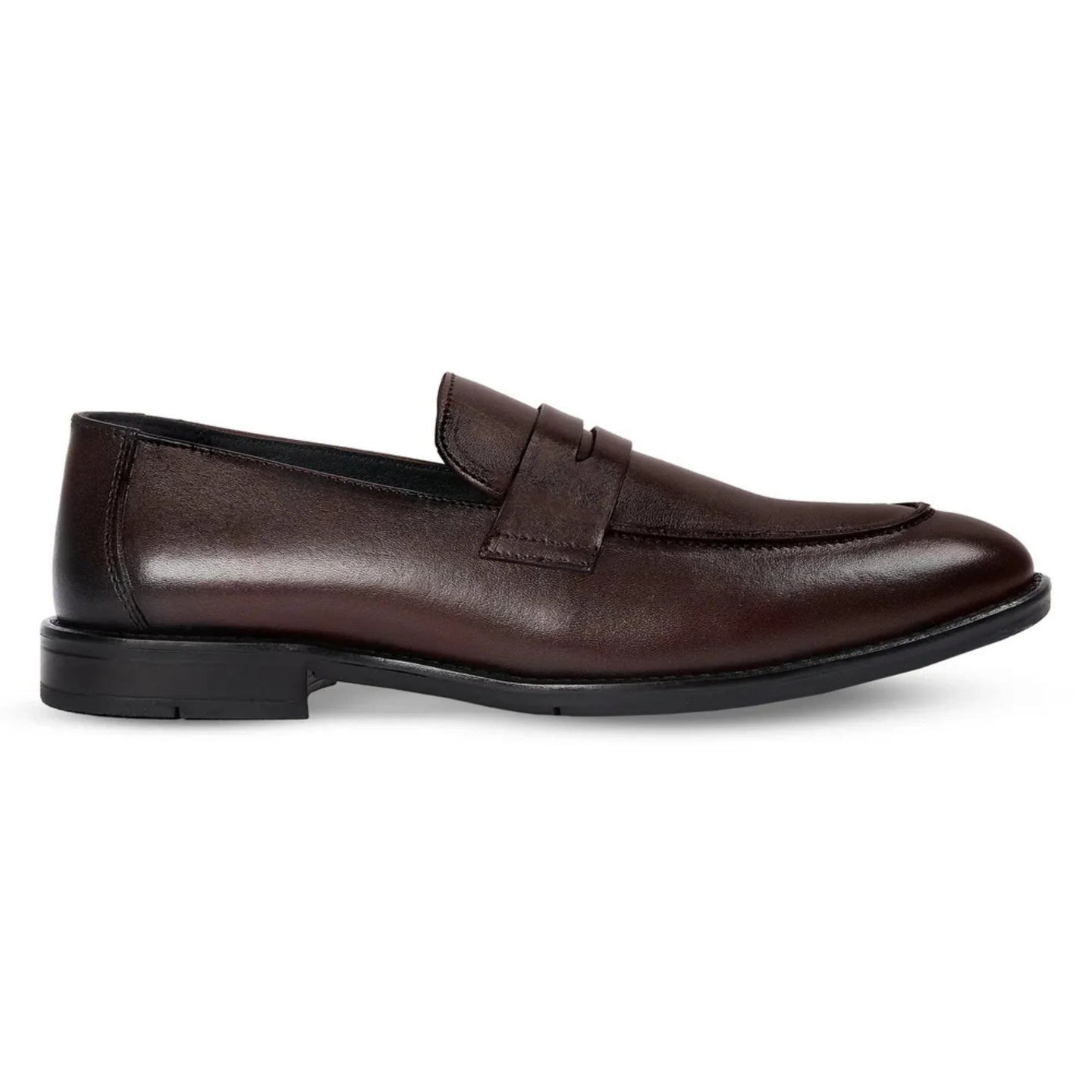 Ted - Herr Bruna Klassiska Läderloafers med Mockatå