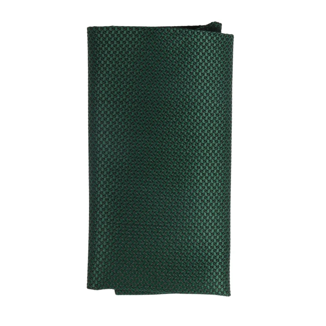 Herrslips med ficka, fyrkantig set, formell enfärgad slips - Grön