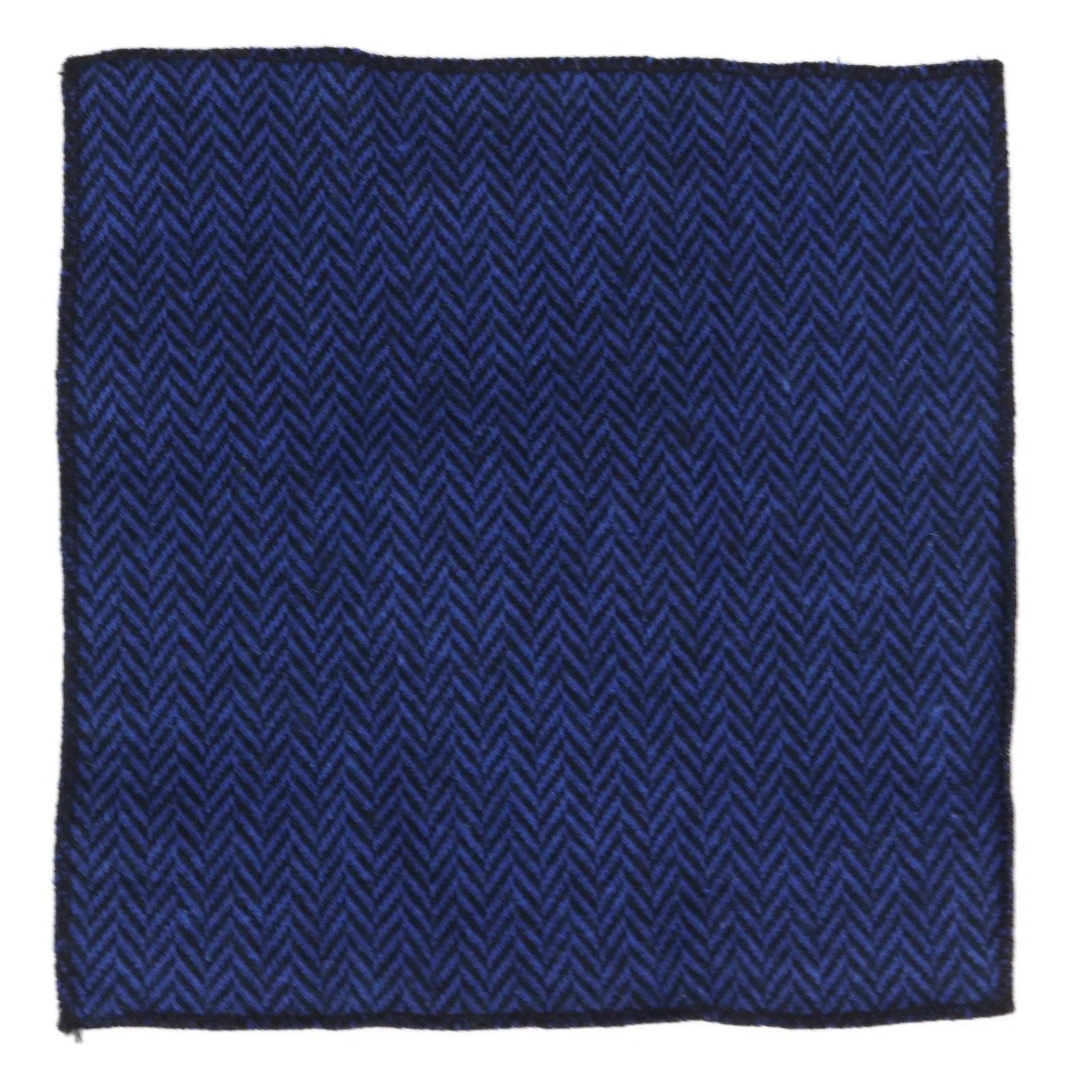 Herrnäsduk i tweed med blå slips och klassisk brittisk ull, fiskbensmönster