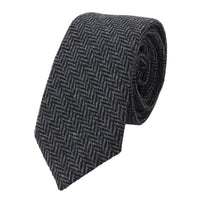 Herrnäsduk i tweed, antracitgrå, klassisk brittisk ull, fiskbensmönstrad