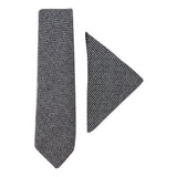 Herrnäsduk i tweed med grått slipsmönster, klassisk brittiskt arv, fiskbensmönster