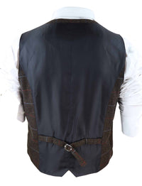 Cavani Tommy - Herr Brun Fiskbensmönstrad Tweedrutig Väst