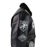 Herrjacka i svart, grå Topgun Maverick, pilotbomberjacka med amerikanska märken, svart päls, kattunge