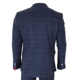 TP-32 - Marinblå 3-delad kostym i ullblandning i tweed i Gatsby-stil för män