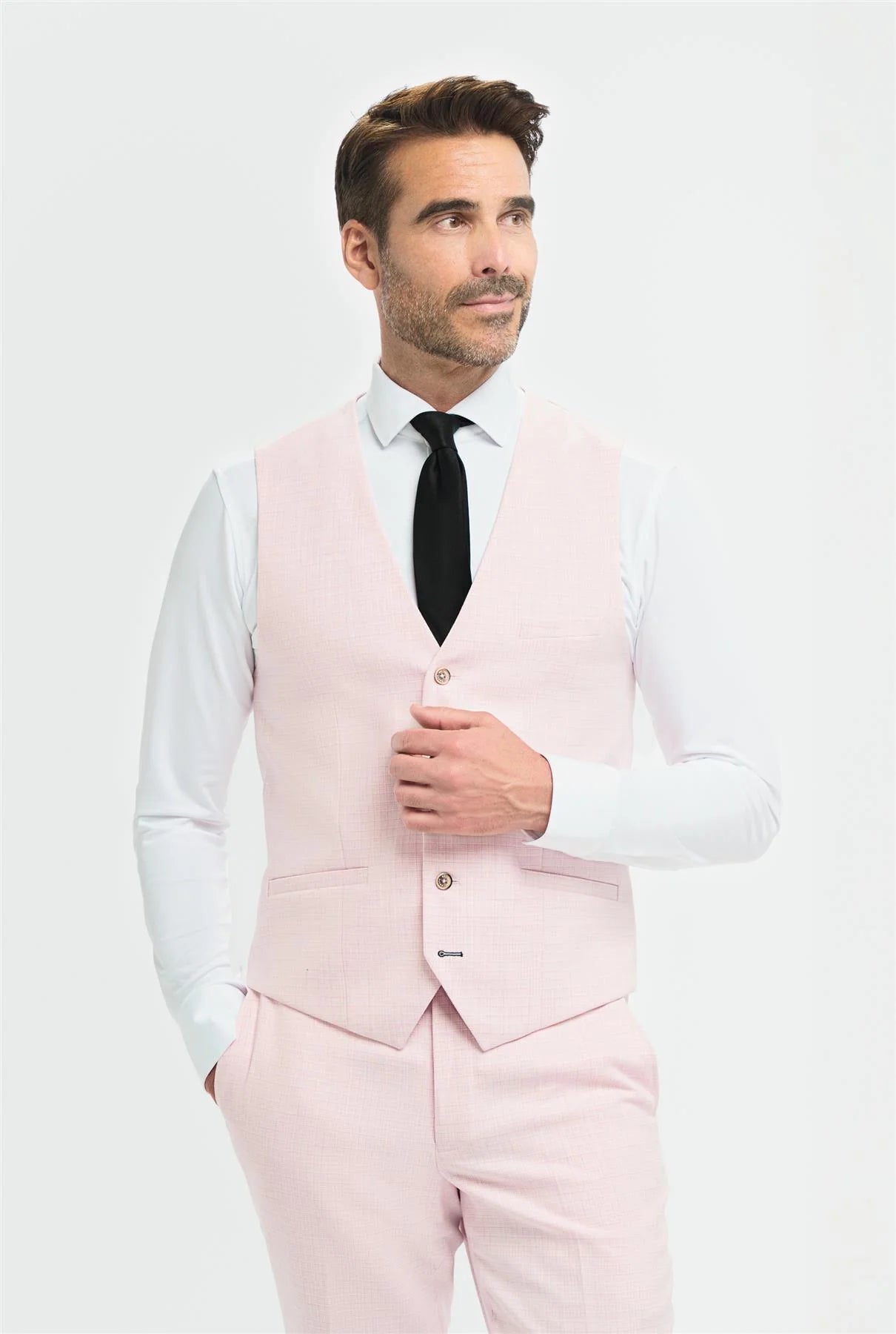Tropez - Herrkostym i rosa, skräddarsydd 3-delad passform