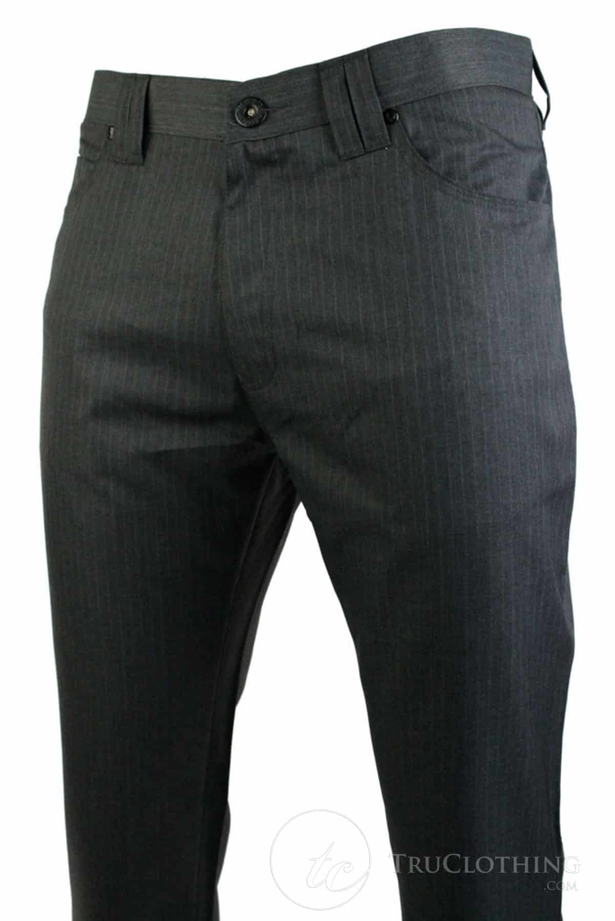 Herrbyxor med nålrandigt snitt, rakt skuren, smart, casual, grå, kort, normallång, kontorsarbete
