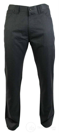 Herrbyxor med nålrandigt snitt, rakt skuren, smart, casual, grå, kort, normallång, kontorsarbete