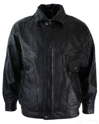 Herr Classic Bomber Svart Nubuck Tvättad Brun Läderjacka-Svart