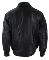 Herr Classic Bomber Svart Nubuck Tvättad Brun Läderjacka-Svart