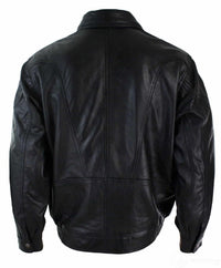 Herr Classic Bomber Svart Nubuck Tvättad Brun Läderjacka-Svart