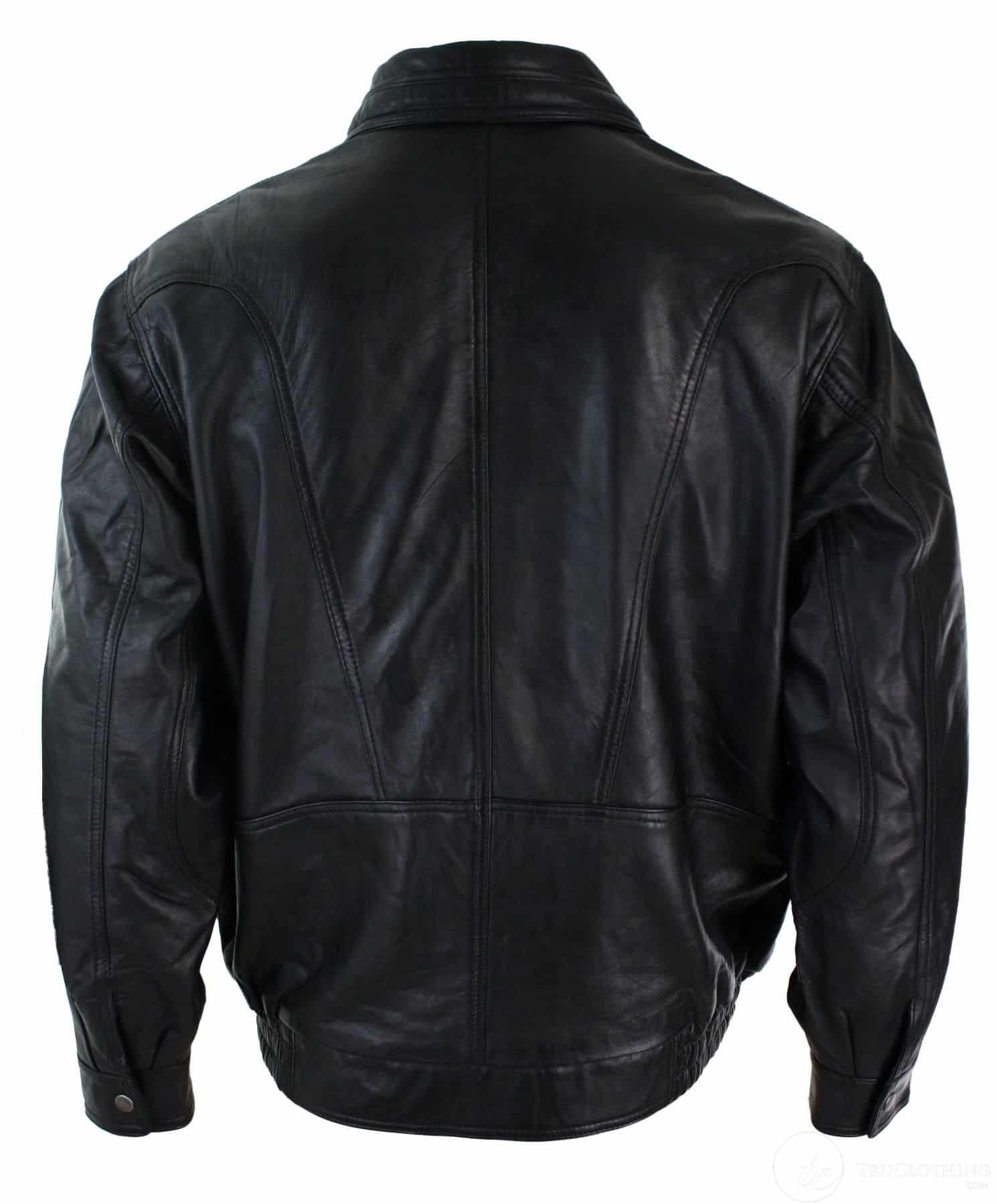 Herr Classic Bomber Svart Nubuck Tvättad Brun Läderjacka-Svart