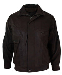 Herr Classic Bomber Svart Nubuck Tvättad Brun Läderjacka-Brun