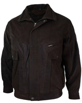 Herr Classic Bomber Svart Nubuck Tvättad Brun Läderjacka-Brun