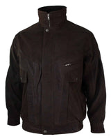 Herr Classic Bomber Svart Nubuck Tvättad Brun Läderjacka-Brun