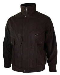 Herr Classic Bomber Svart Nubuck Tvättad Brun Läderjacka-Brun