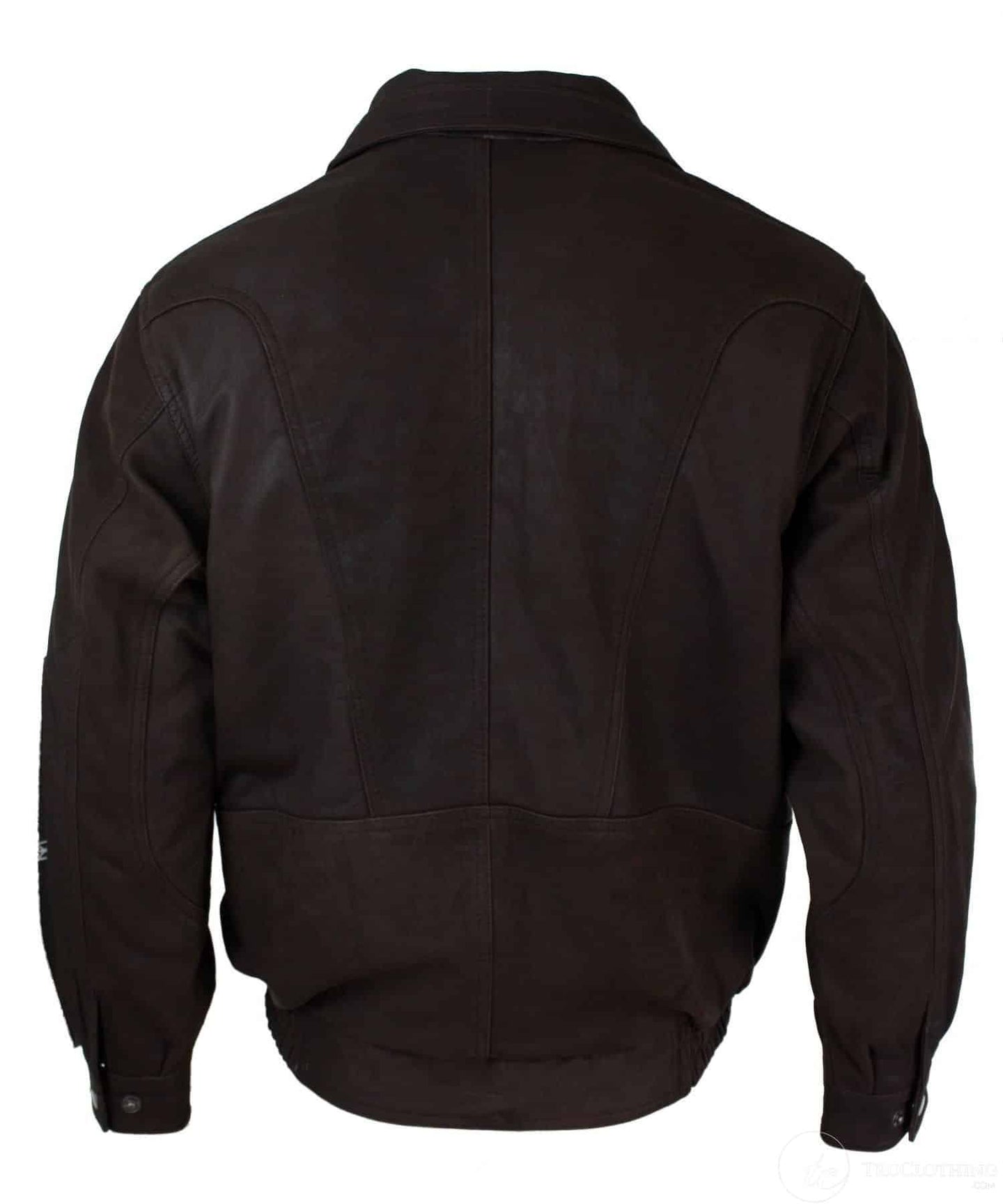 Herr Classic Bomber Svart Nubuck Tvättad Brun Läderjacka-Brun
