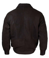 Herr Classic Bomber Svart Nubuck Tvättad Brun Läderjacka-Brun