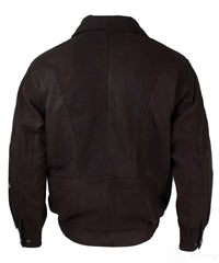 Herr Classic Bomber Svart Nubuck Tvättad Brun Läderjacka-Brun