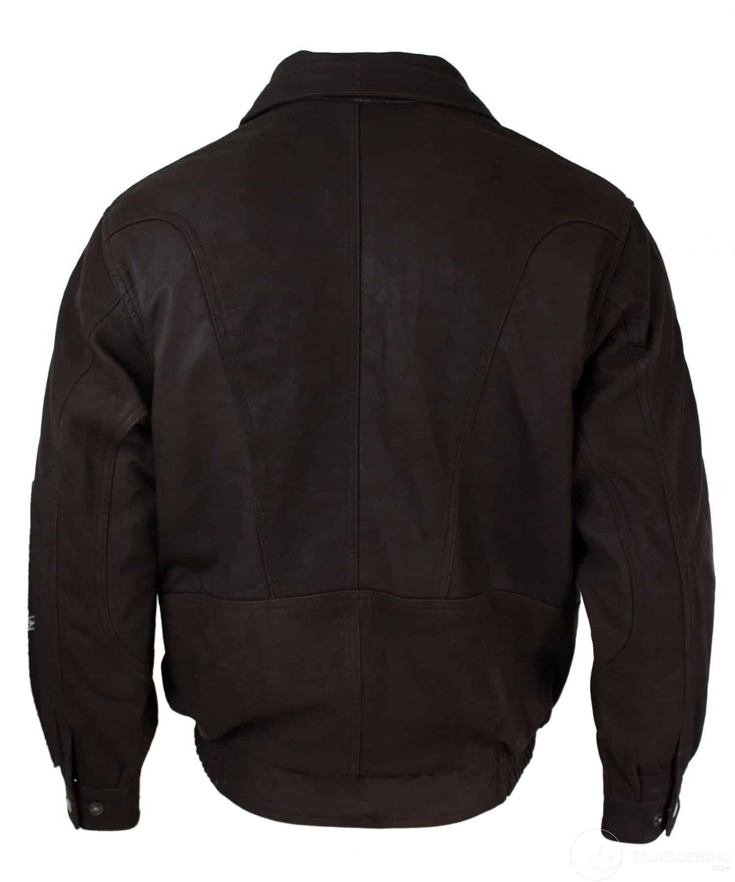 Herr Classic Bomber Svart Nubuck Tvättad Brun Läderjacka-Brun