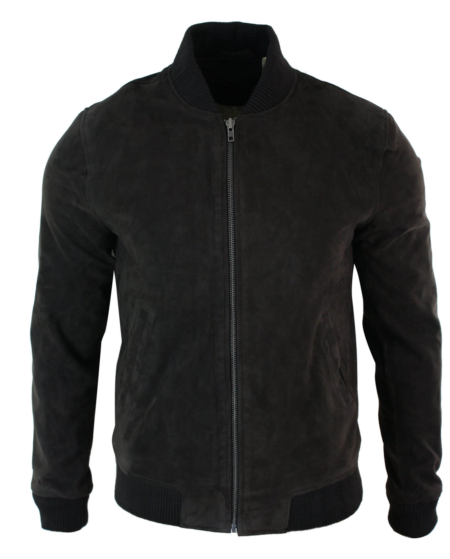 Varsity Herr Bomberjacka i Äkta Mocka Läder Klassisk Retro Vintage - Brun