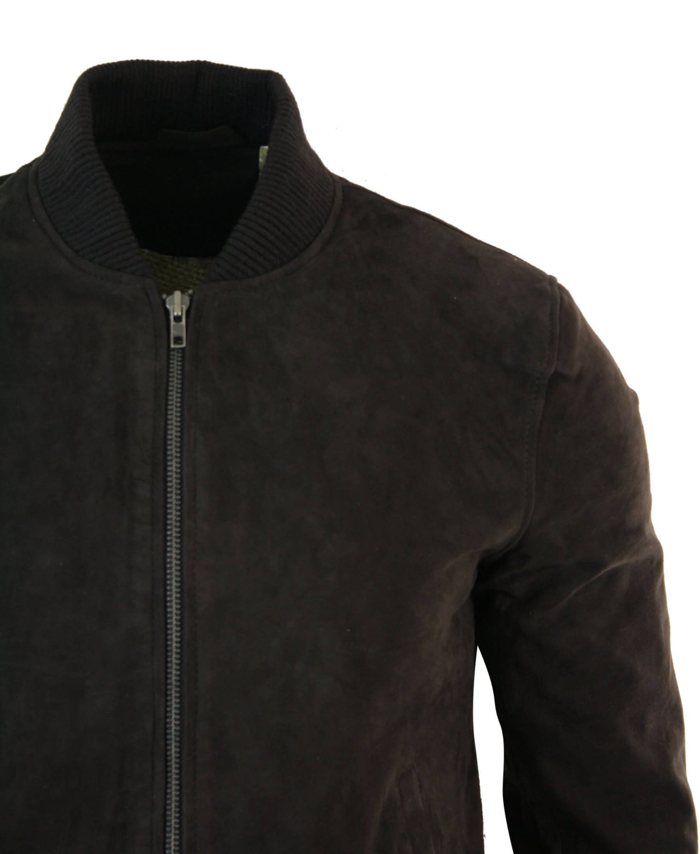 Varsity Herr Bomberjacka i Äkta Mocka Läder Klassisk Retro Vintage - Brun
