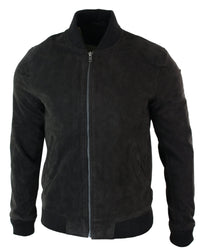 Varsity Herr Bomberjacka i Äkta Mocka Läder Klassisk Retro Vintage - Brun